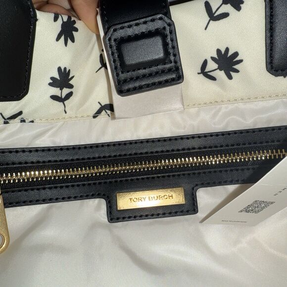 Tory Burch Ella Ivory Daisy Print Nylon Leather Tote Bag NWT - Picture 7 of 9